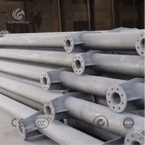 Galvanized Double Arms Conical Octagonal High Mast Steel Metal Outdoor Traffic Sign LED Solar Street Garden Lighting Light Lamp Pole